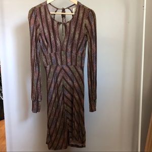 Brown floral pattern vintage free people dress